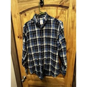 Brooks Brothers 346 Men's Long Sleeve Blue‎ Plaid Pocket Flannel Shirt Size S